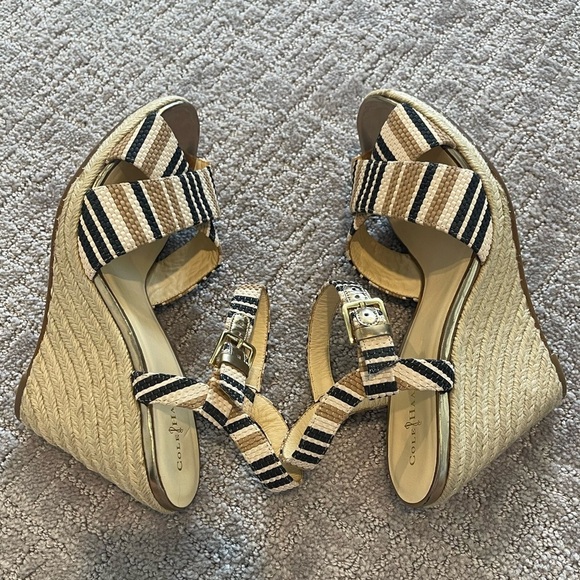 Cole Haan Hart Espadrille Wedge Sandals - Black and Tan, Leather, Size 9B, NWOB - Picture 7 of 13
